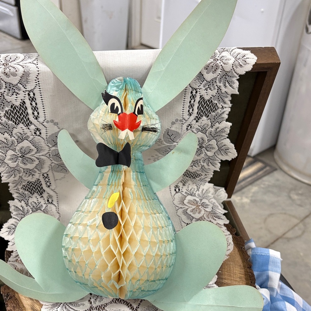 Vintage Honeycomb Easter Bunny Decoration